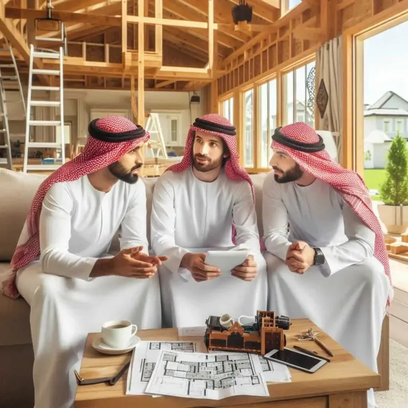 Arabian people discussing about home renovation project in arabian ranches